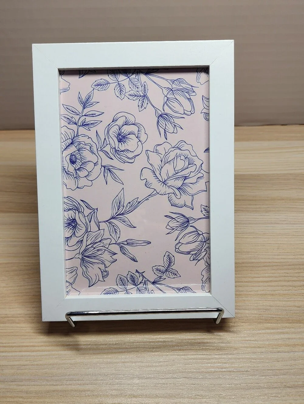 White Photo Frame with Pink Floral Photo